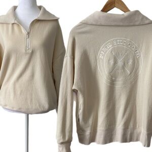 PINK Victoria's Secret Beige Ski Club Quarter Zip Sweatshirt
